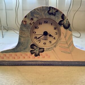 Floral wooden hand painted clock